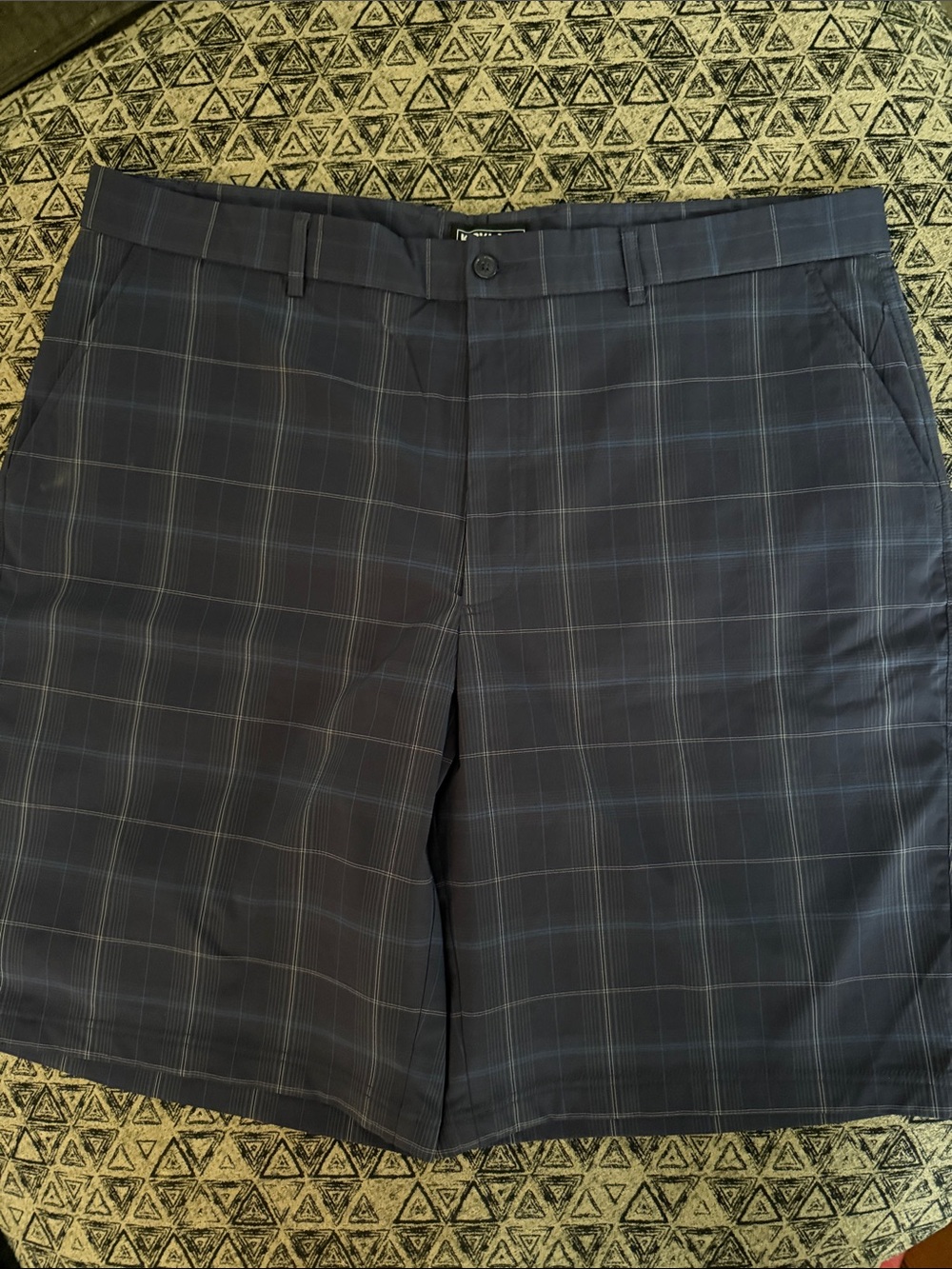 Kirkland Signature Navy Plaid Flat-Front Shorts